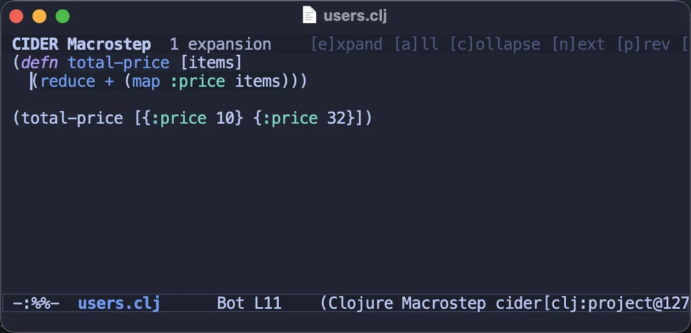 Inline macro stepping